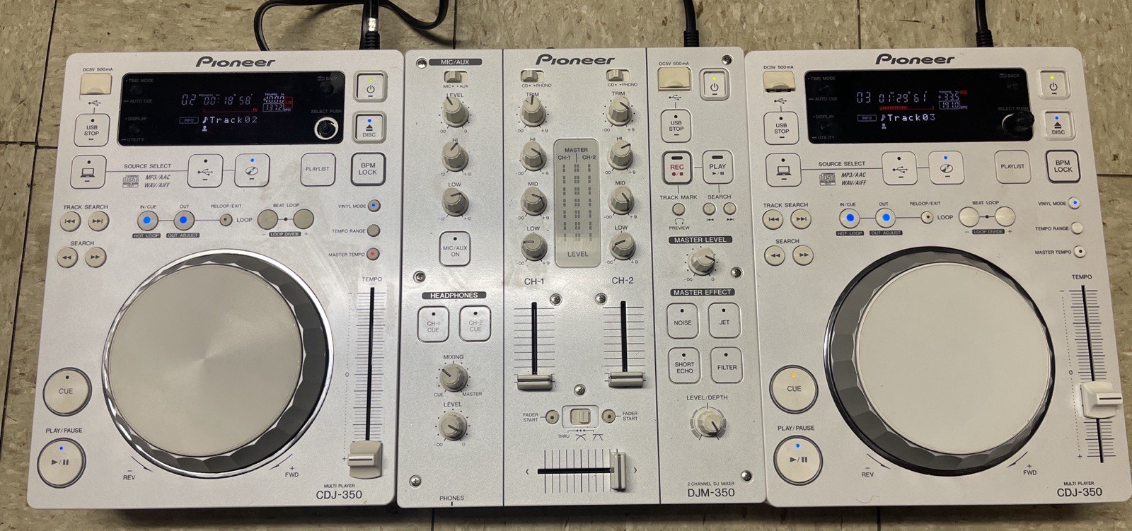 Pioneer CDJ-350 Pair and DJM-350 DJ Mixer Complete DJ Set Tested Working