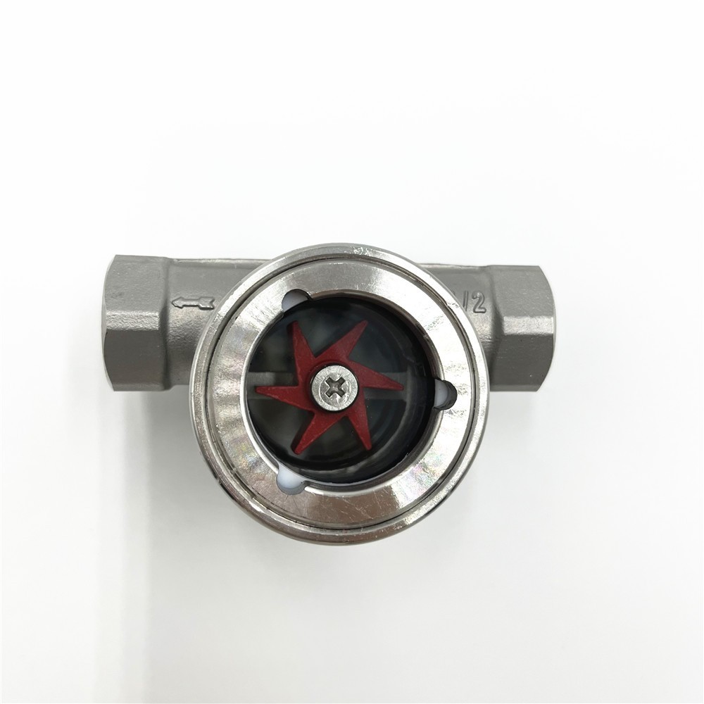 1/2" NPT Sight Glass Stainless Steel 304 Water Flow Indicator With PTFE Impeller