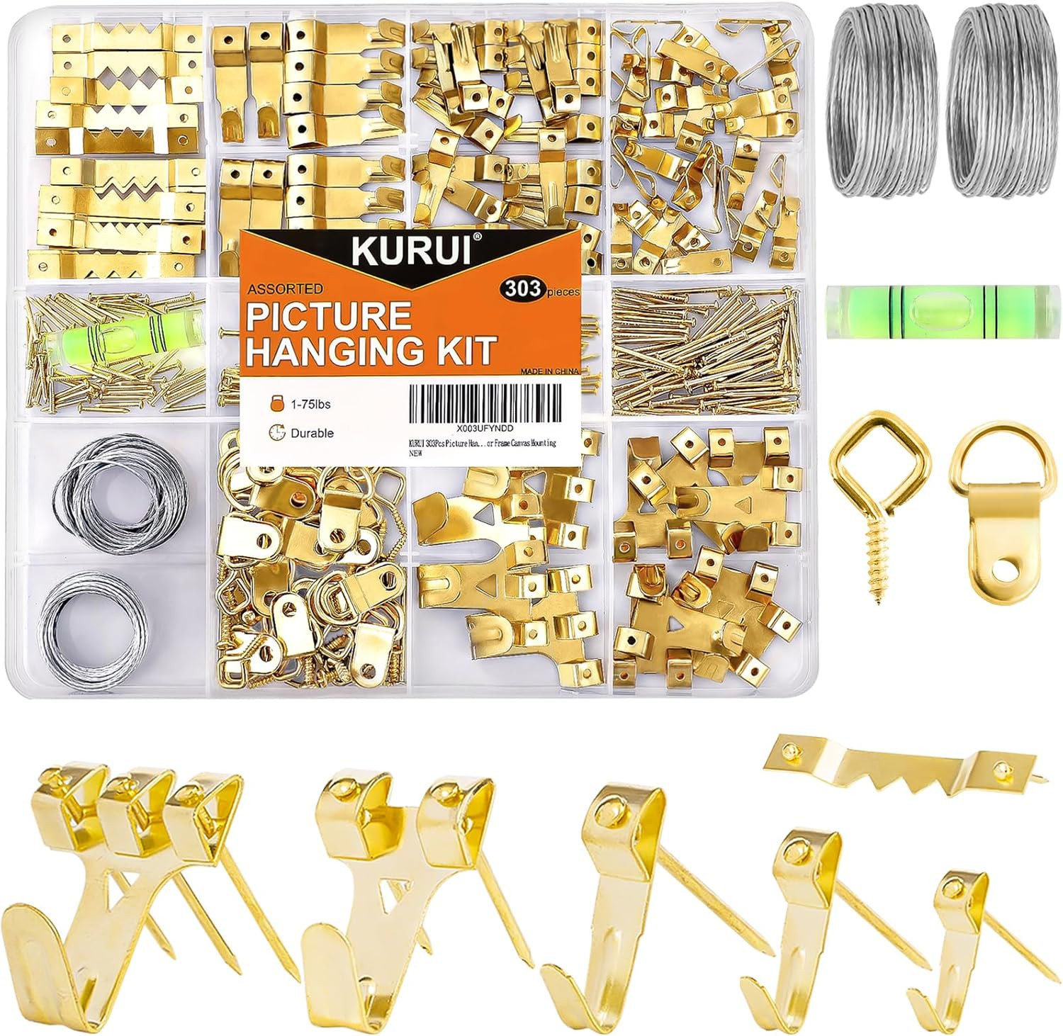 303Pcs Picture Hanging Kit, Picture Hangers Assorted Kit with Heavy Duty Picture