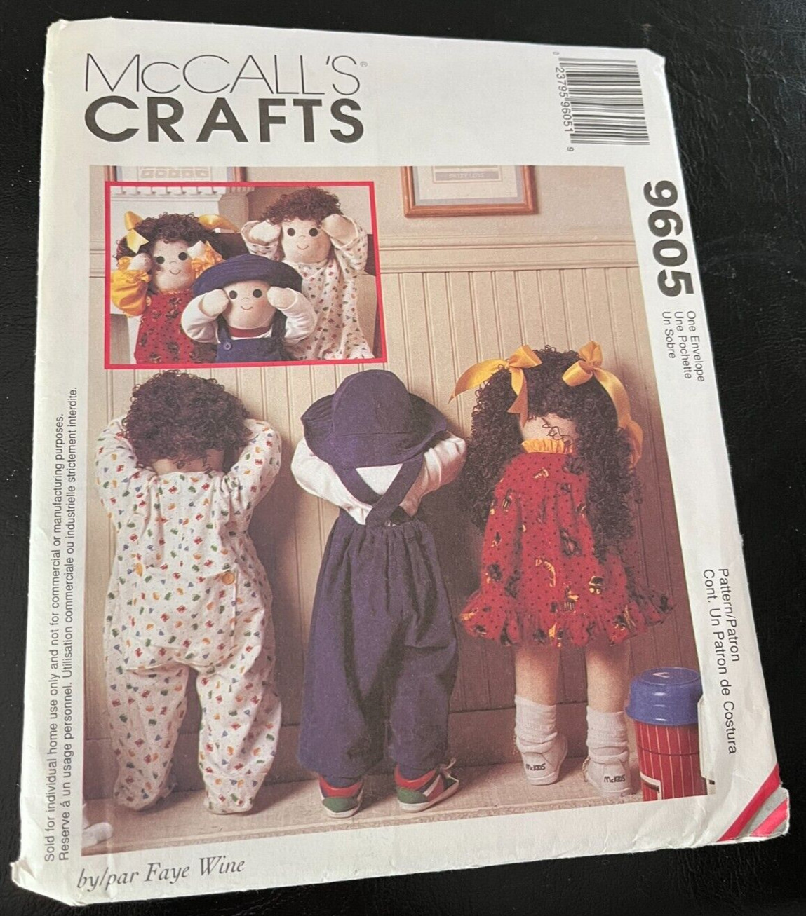 1998 McCall's Crafts Pattern 9605 Quiet Time for Toddlers 25" Dolls & Clothes