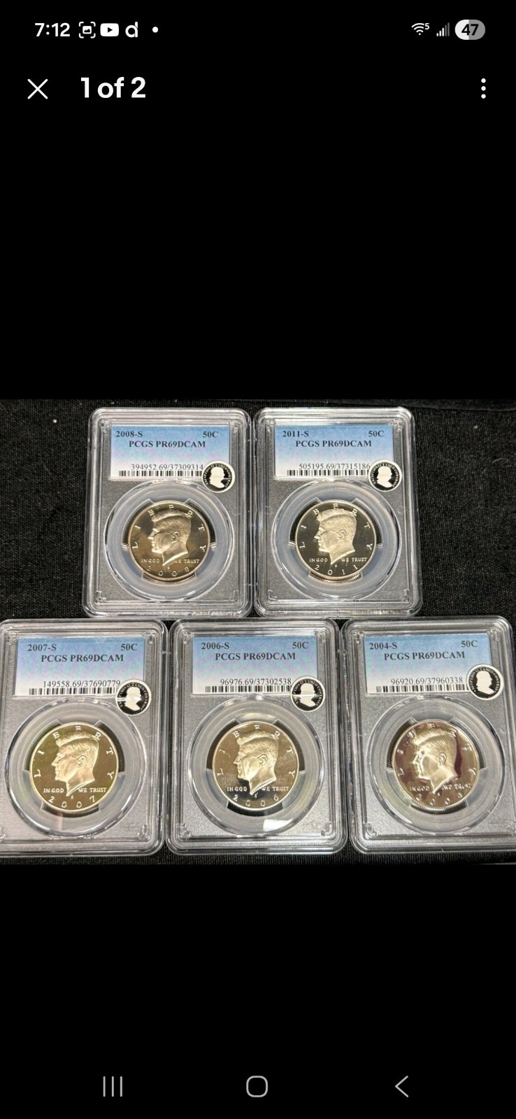 Set Of 5 Kennedy Half Dollars Lot Of 5