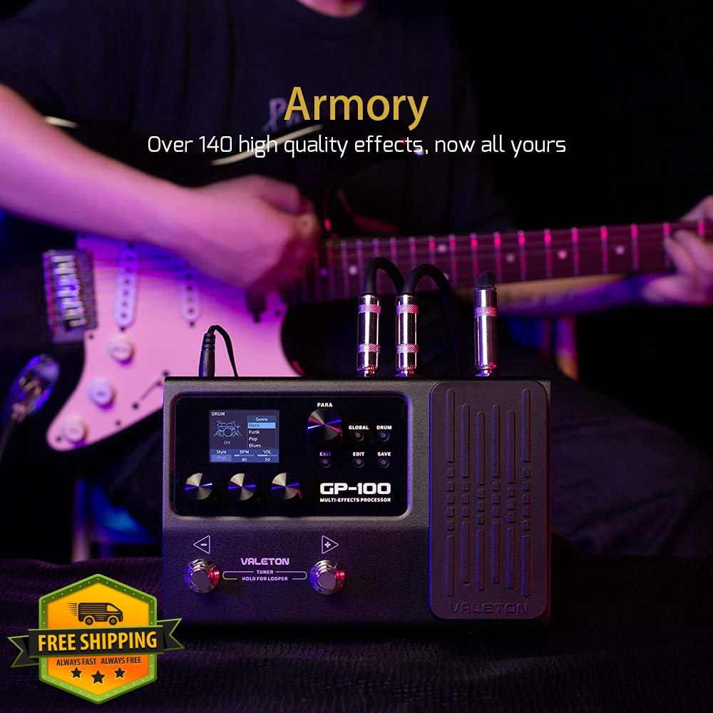 Valeton GP-100 Guitar Bass Multi-Effects Amp Modeler Pedal Black