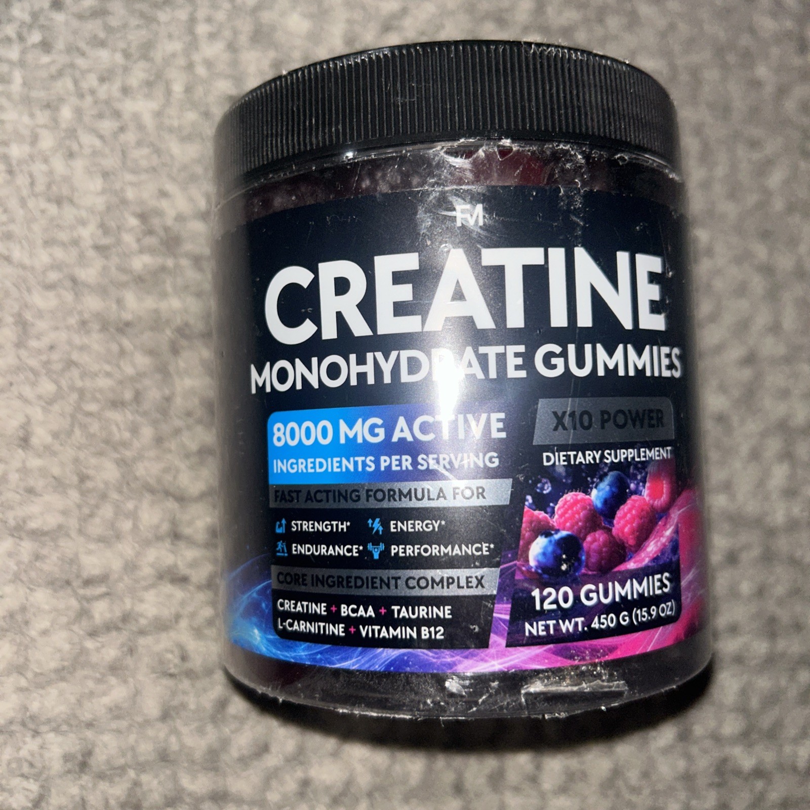 Creatine Monohydrate Gummies 120 ct - 5g Creatine + BCAA Taurine B12 Vegan