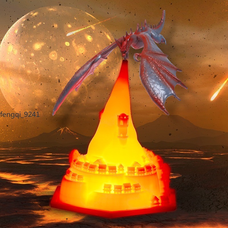 18cm LED Red Night Lights Dynamic Balance Dragon 3D Printing Gifts Press-button