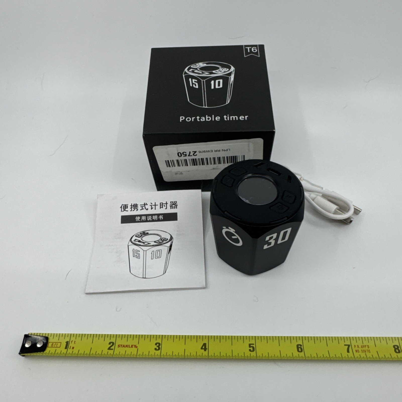 T6 Portable Pomodoro Timer Aluminum Alloy USB-C Rechargeable Desk Productivity