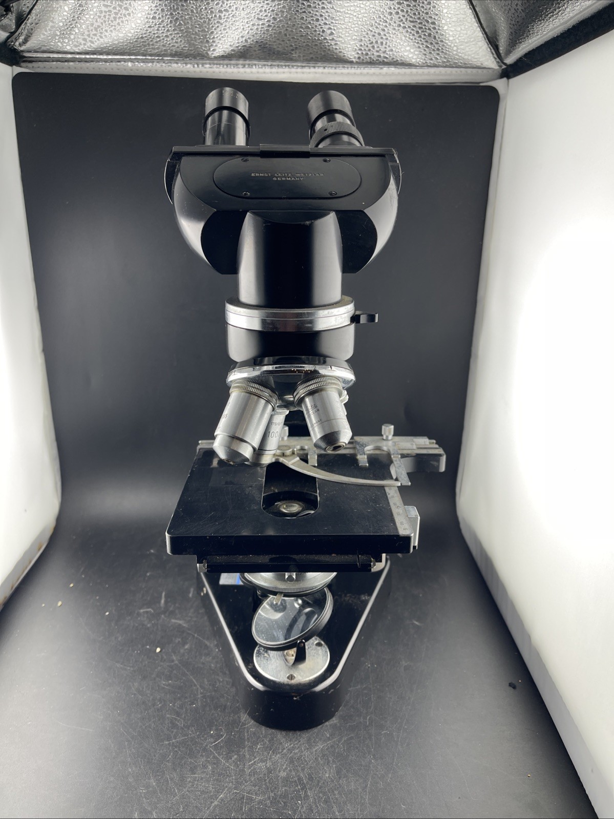 Ernst Leitz Wetzlar Binocular Microscope • Germany • 4 Objectives • Vintage Lab