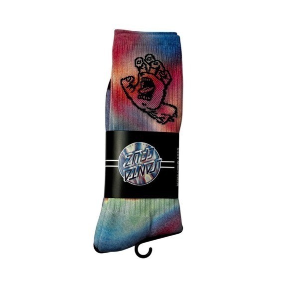 Santa Cruz Crew Socks Mens Womens Large 9-11 Tie Dye Hand Logo Colorful Athletic