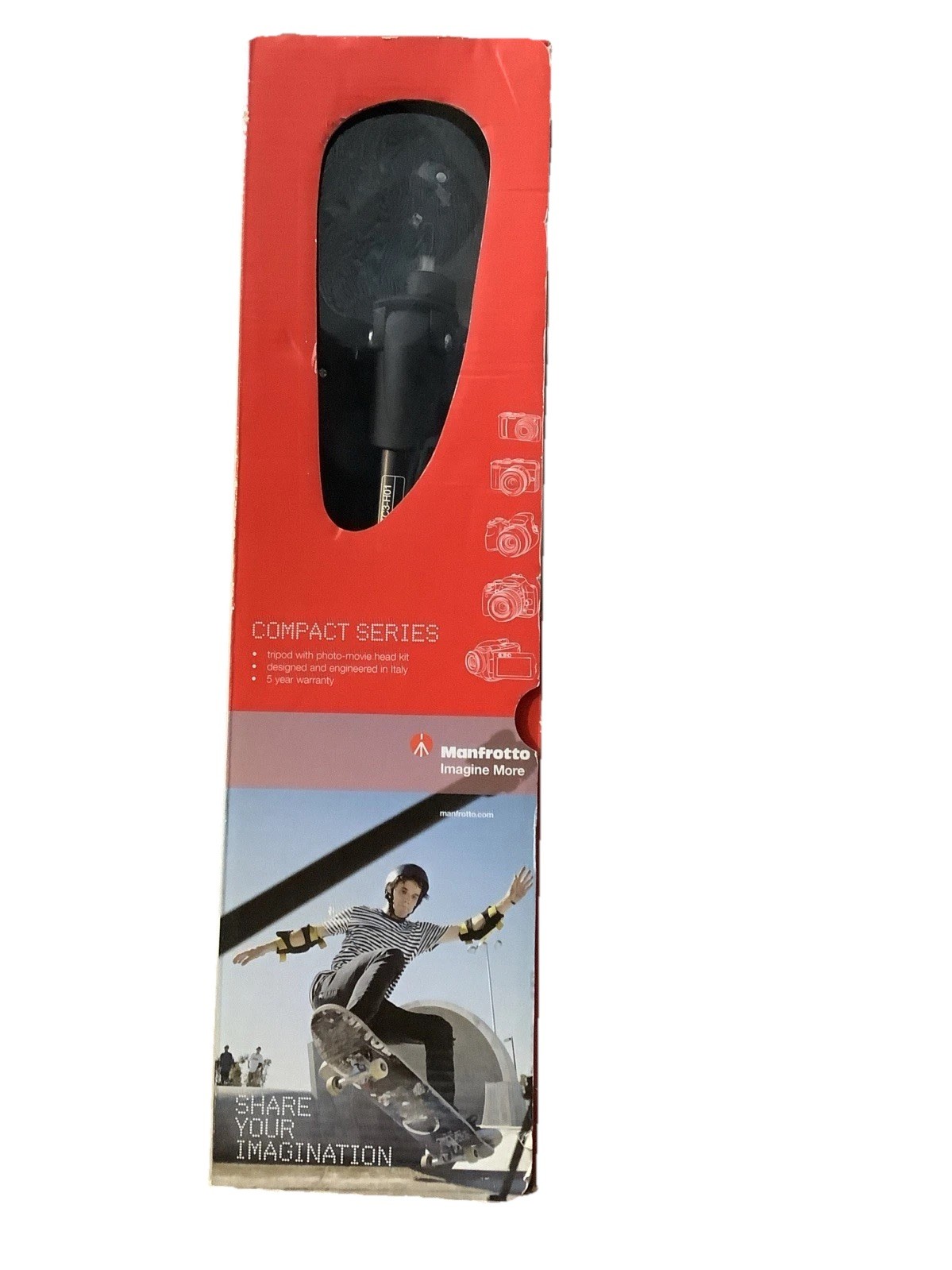 Manfrotto Compact Series MKC3-H01 Black Tripod New Open Box