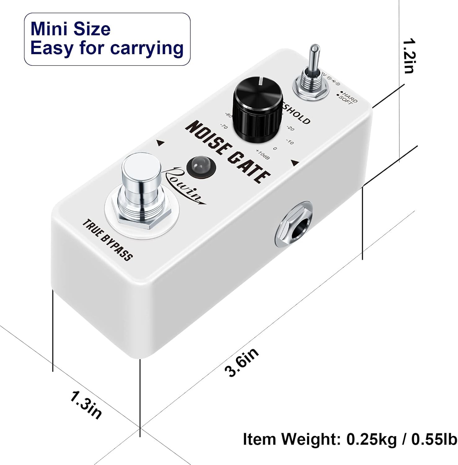 Rowin Guitar Noise Killer Gate Suppressor Effect Pedal Mini, White