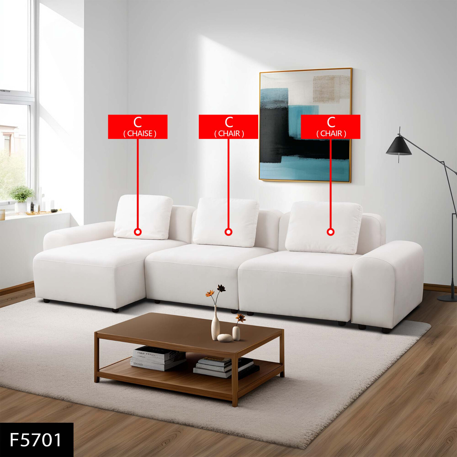 White Microfiber 4-Piece Living Room Sofa Set New