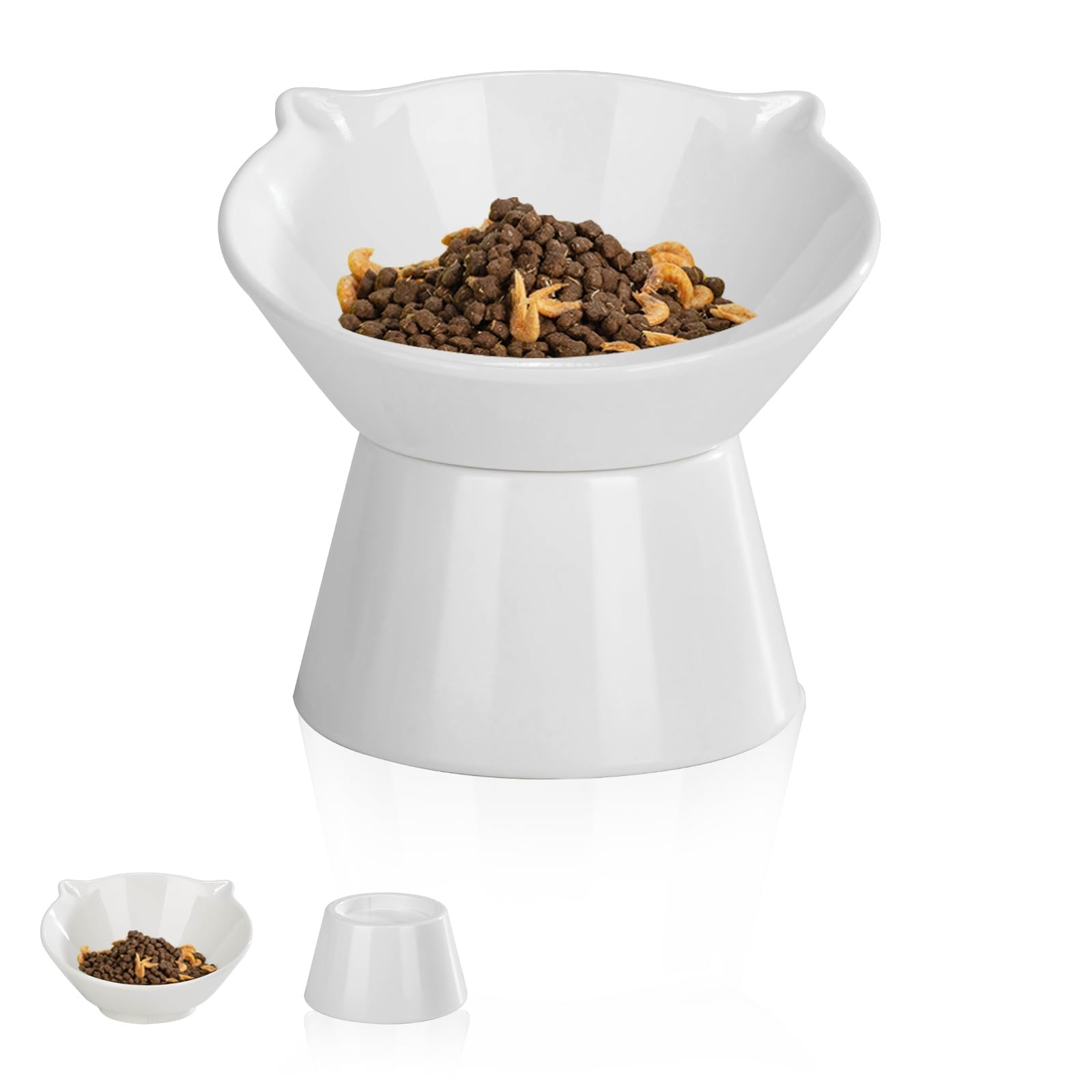 Detachable Elevated Cat Bowls, 15° Tilted Raised Cat Food Bowl AntiVomiting, ...
