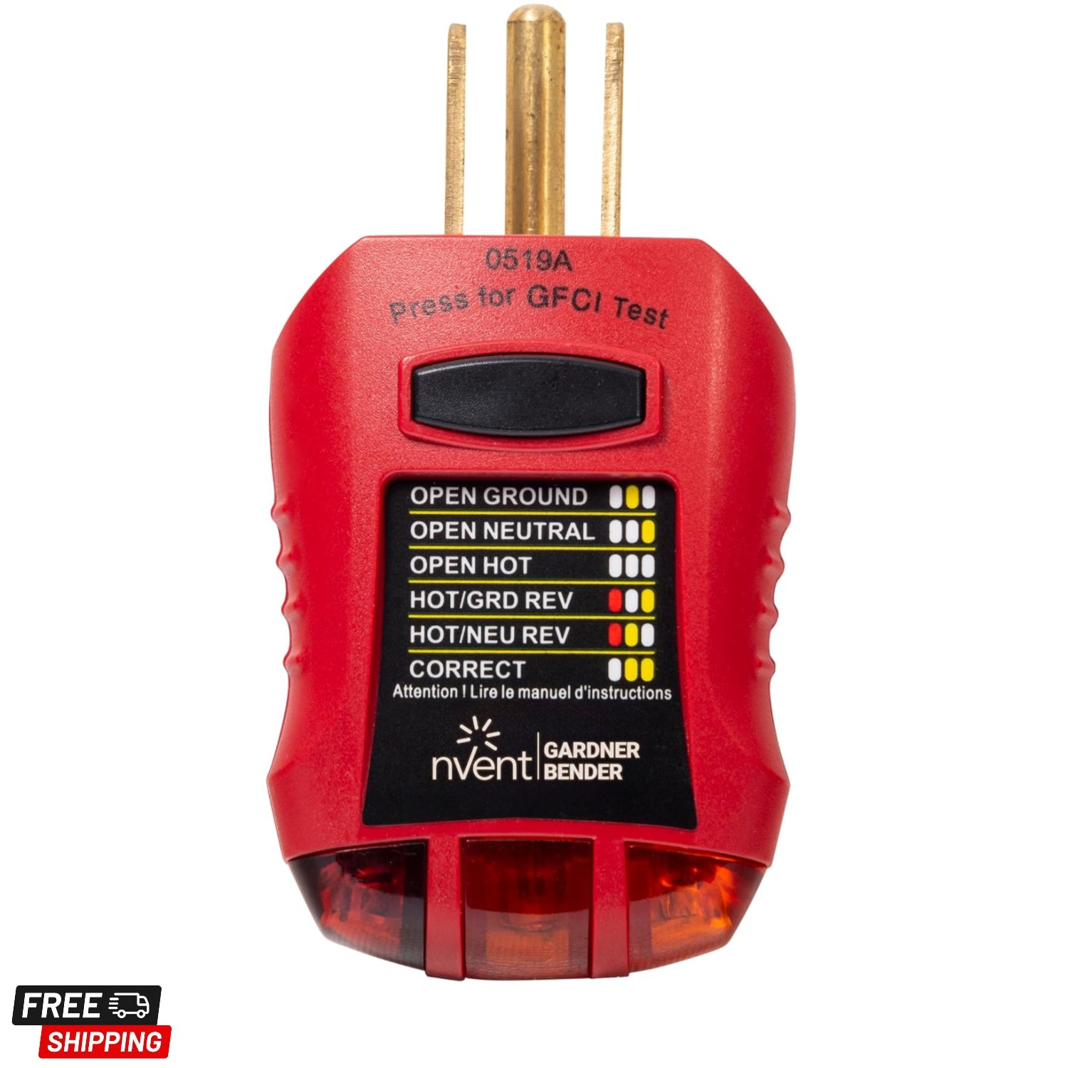 Ground Fault Receptacle Tester & Circuit Analyzer, 110-125V AC, for GFCI / St...