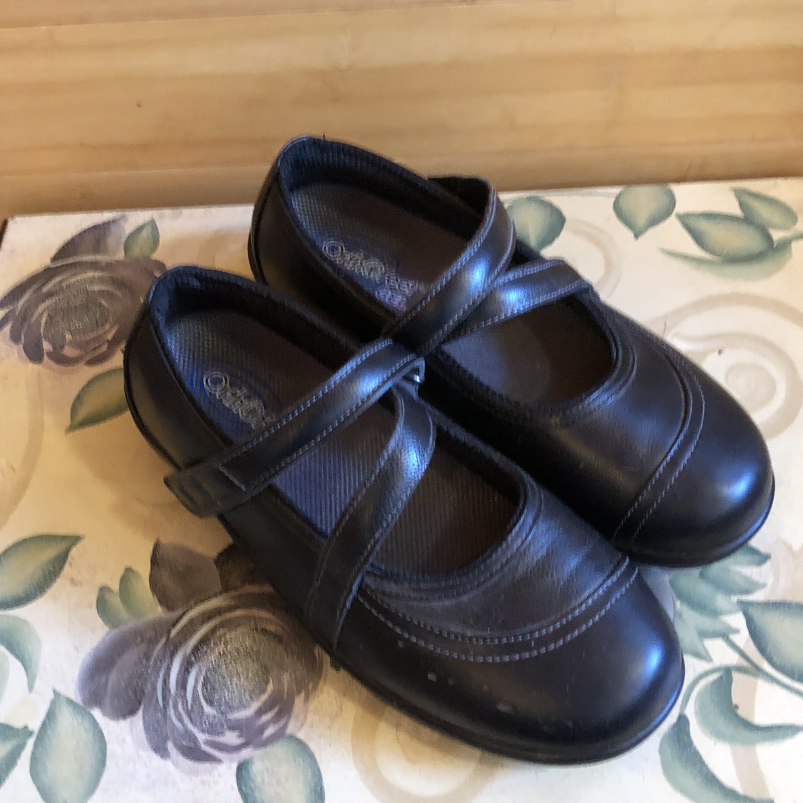 Orthofeet Black 865 CELINA Mary Jane Orthotic Ergonomic Shoes Women Size 7.5D