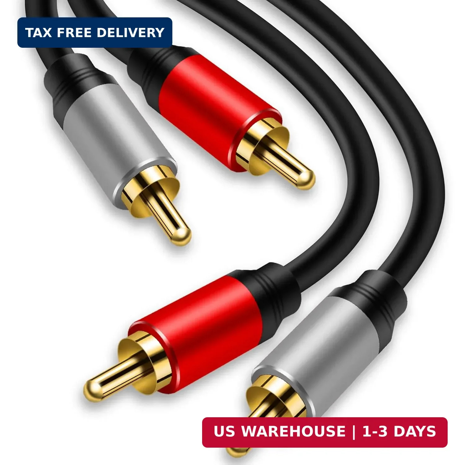 Tan QY 2RCA to 2RCA Audio Cable 3Ft-Gold Plated OFC for HDTV & Gaming | Premium