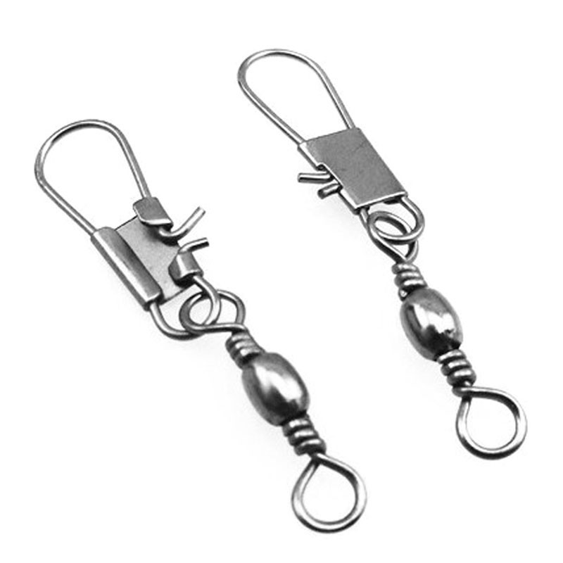 50pcs Stainless steel swivels interlock snap fishing lure Connector accessories