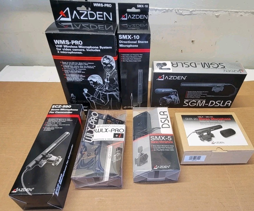 Azden Microphone Lot SMX-10 ECZ-990 WMS-pro SGM-DSLR SMX-5 WLX-Pro SMX-20