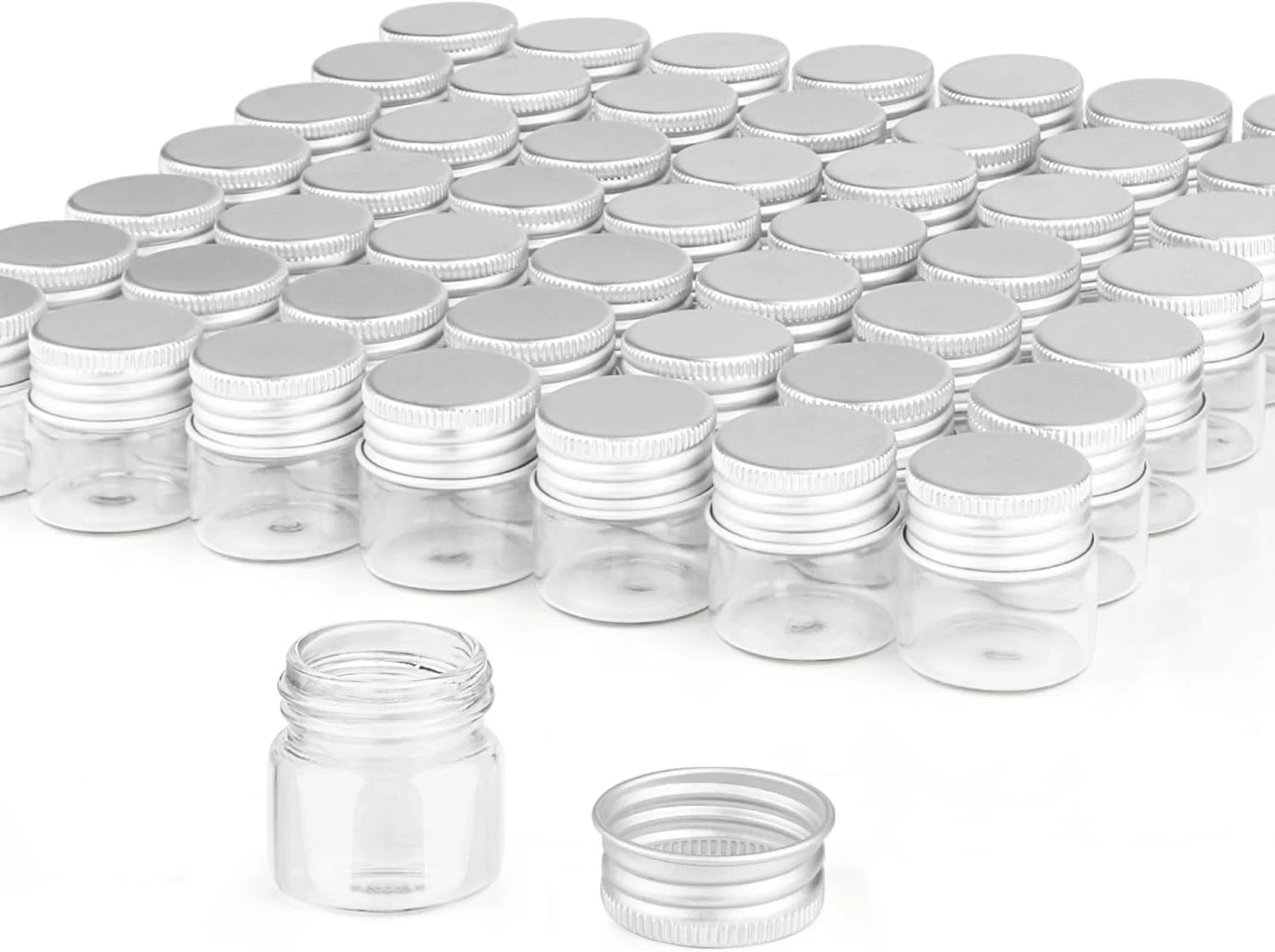 50 Pack 15Ml Empty Clear Glass Bottles Wiht Screw Cap Small Mason Jars