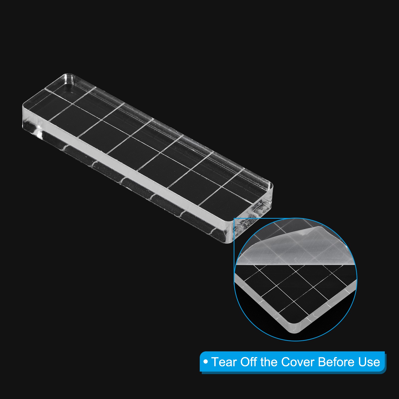 Acrylic Stamp Block, 5 Pack Rectangle Shape with Grid Lines, 2.76" x 0.8"