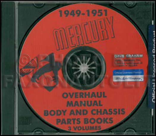 1949 1950 1951 Mercury Shop Manual 49 50 Parts Book CD Repair Service and Part