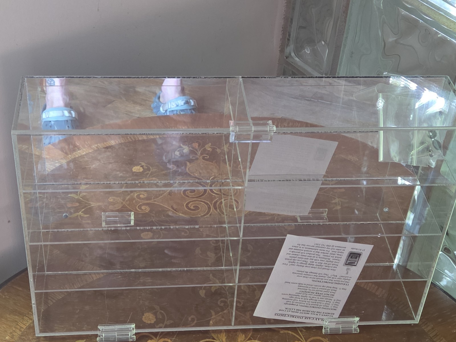 Clear Acrylic Countertop Display Case w/ Hinged Lid, Shelves, Lockable.