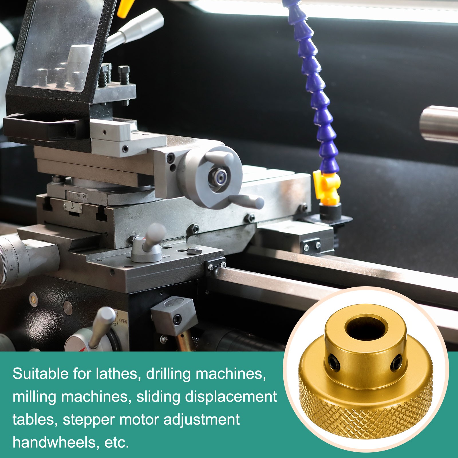 Aluminum Alloy Handwheel 30mm OD 9mm Bore Hand Wheel for Lathe, Gold Tone