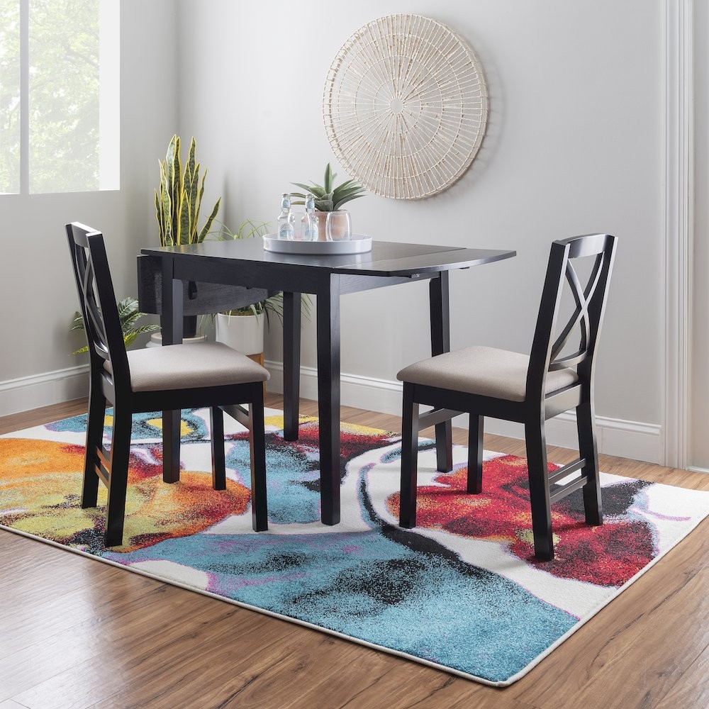 Torino 3Pc Drop Leaf Dining Set Black