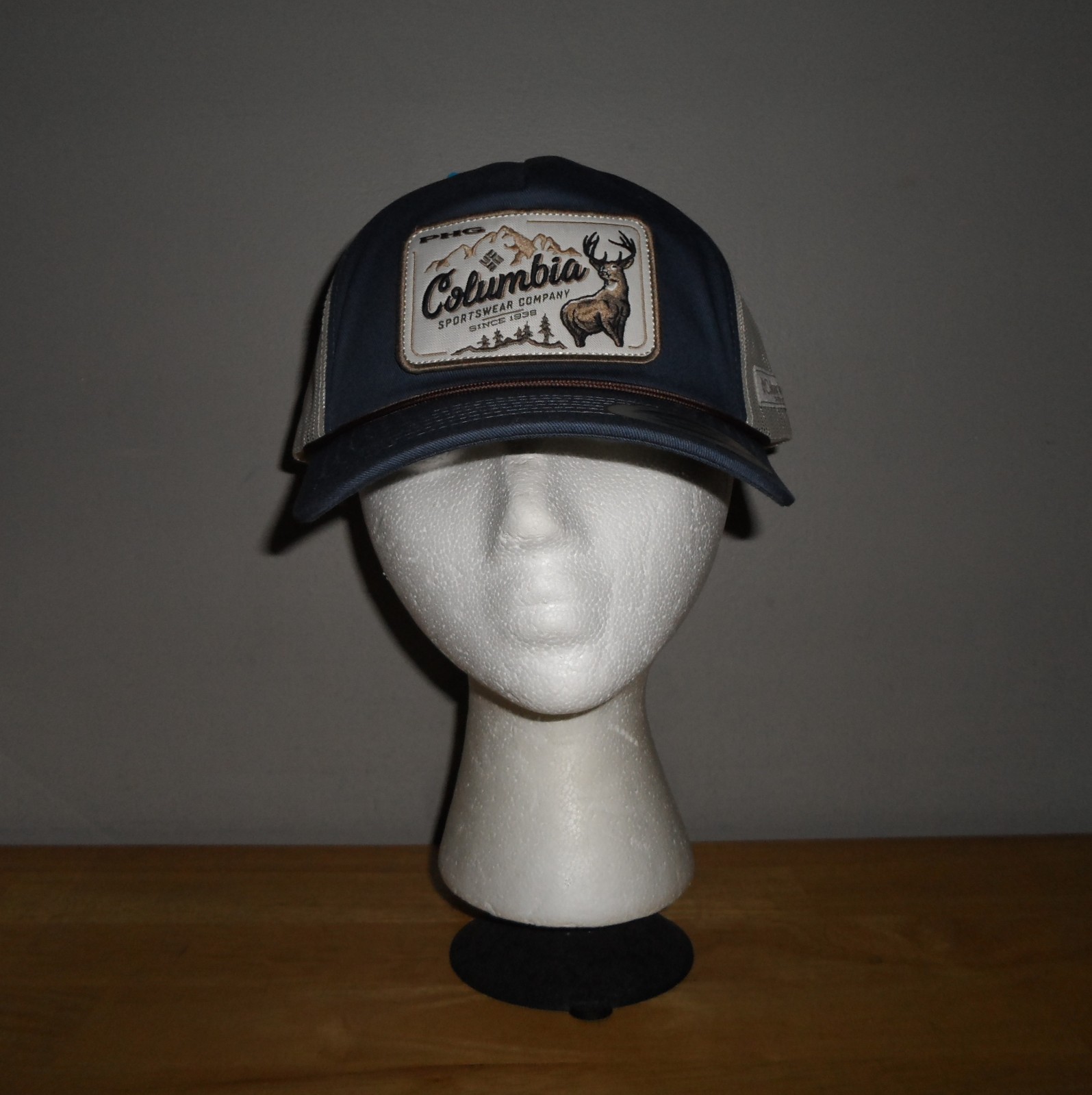 Columbia PHG Performance Hunting Gear Blue & Tan Mesh Snapback Hat *NEW* Deer