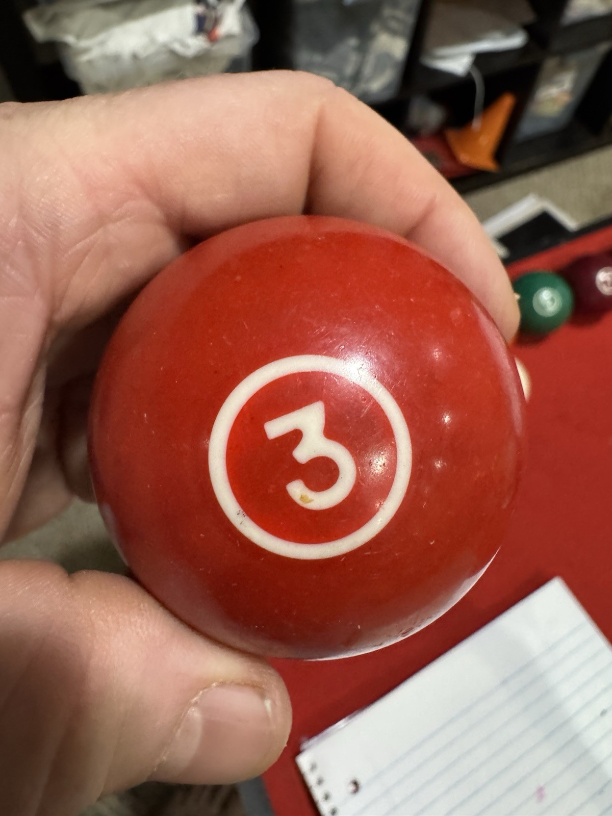 VTG Replacement Red Number #3 Albany Hyatt Billiard Ball Co Pool Bullseye Design