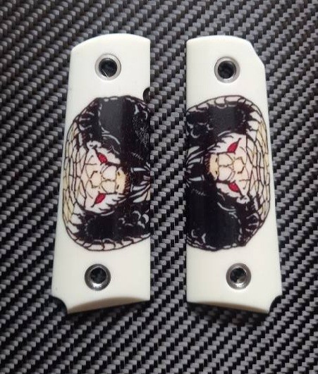 New Grips Custom Colt 1911 Kimber White COBRA Red Eye Clones Full Size  Resin