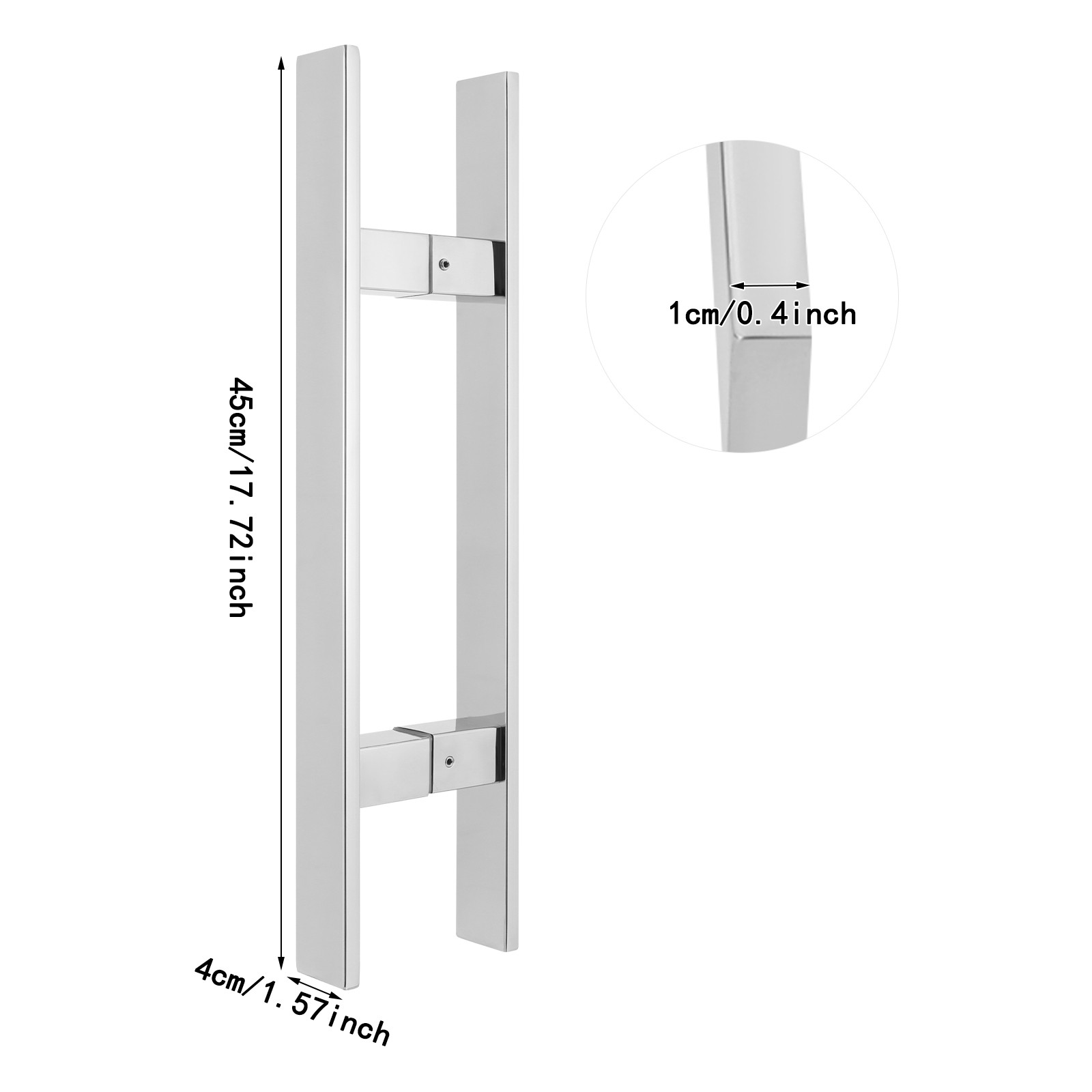 Stainless Steel Double Sided Push Pull Door Handle, H-shaped Door Pull Handle~