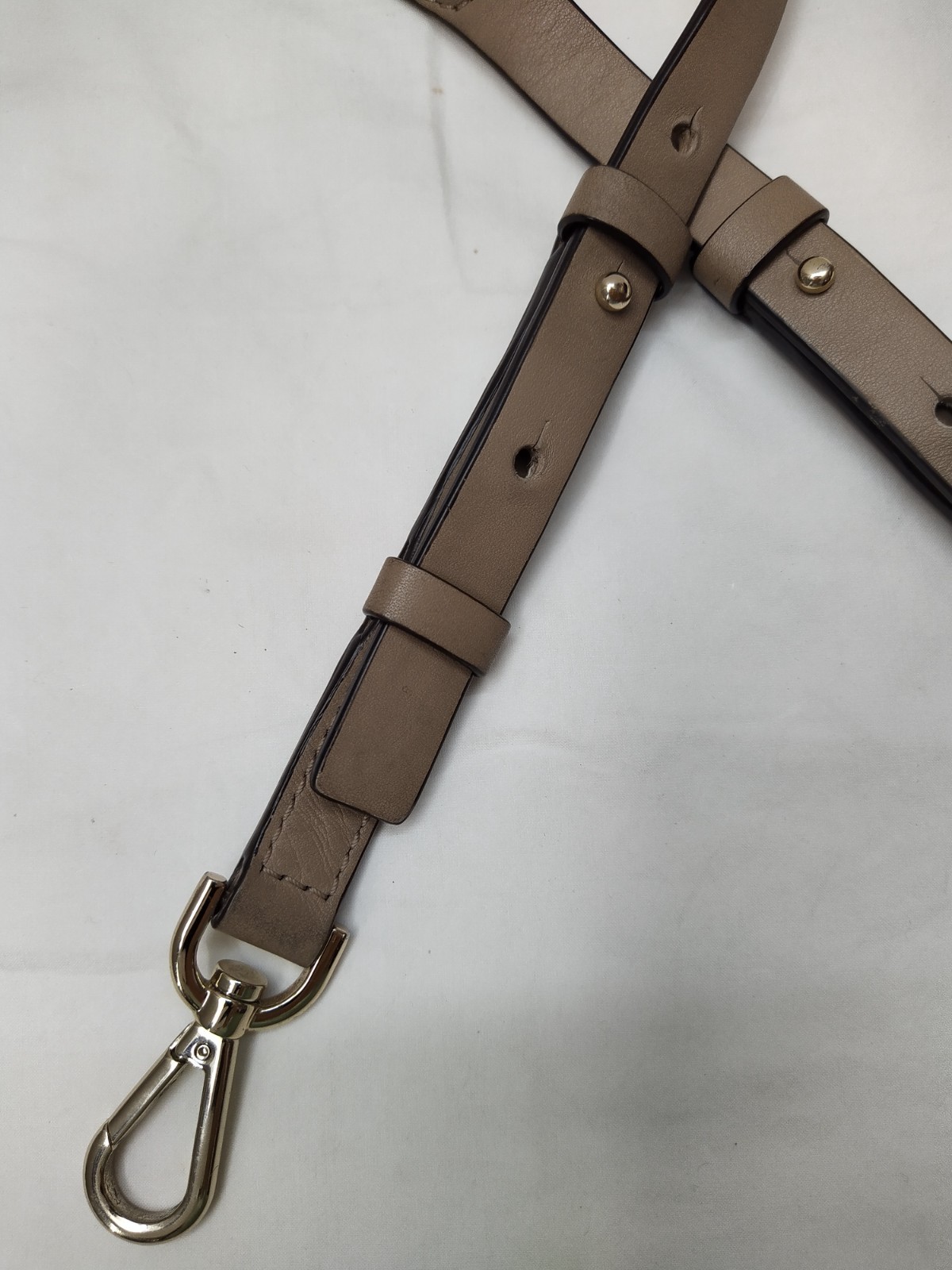 Gray Leather Replacement Strap W/ Godltone Push Gate Hook