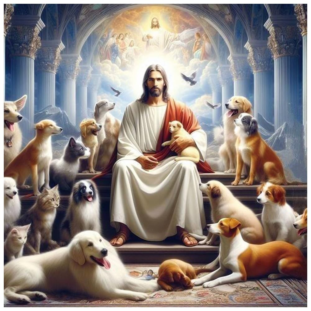 5D Diamond Painting Kits for Adults Jesus & Dog, Diamond Art Kits for Adults,