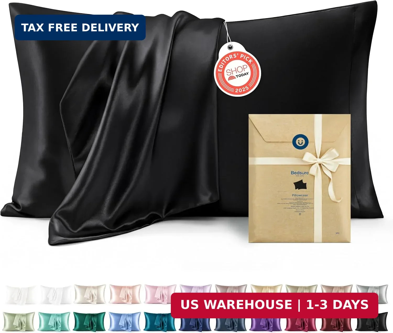 Bedsure Satin Pillowcase Hair/Skin Queen - Silky Pillowcase 2 Pack 20x30 2pcs