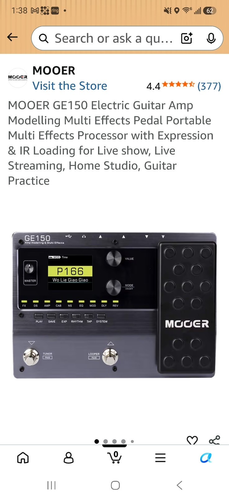 MOOER GE150 Digital Amp Modeling Multi-Effects Processor Pedal w/ Expression