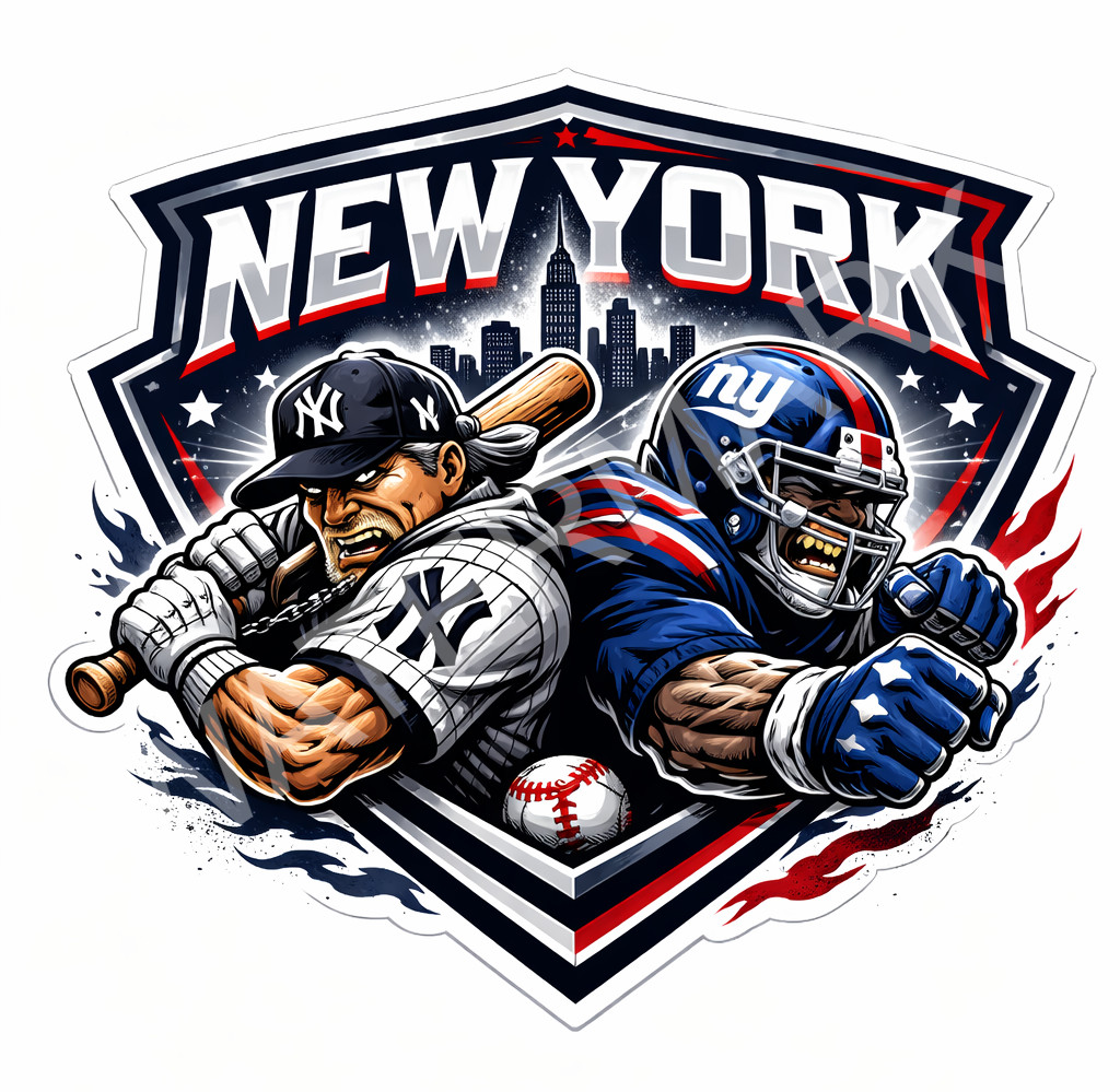 New York Sports Mashup Laminated Vinyl Sticker/Decal - Yankees Giants 03