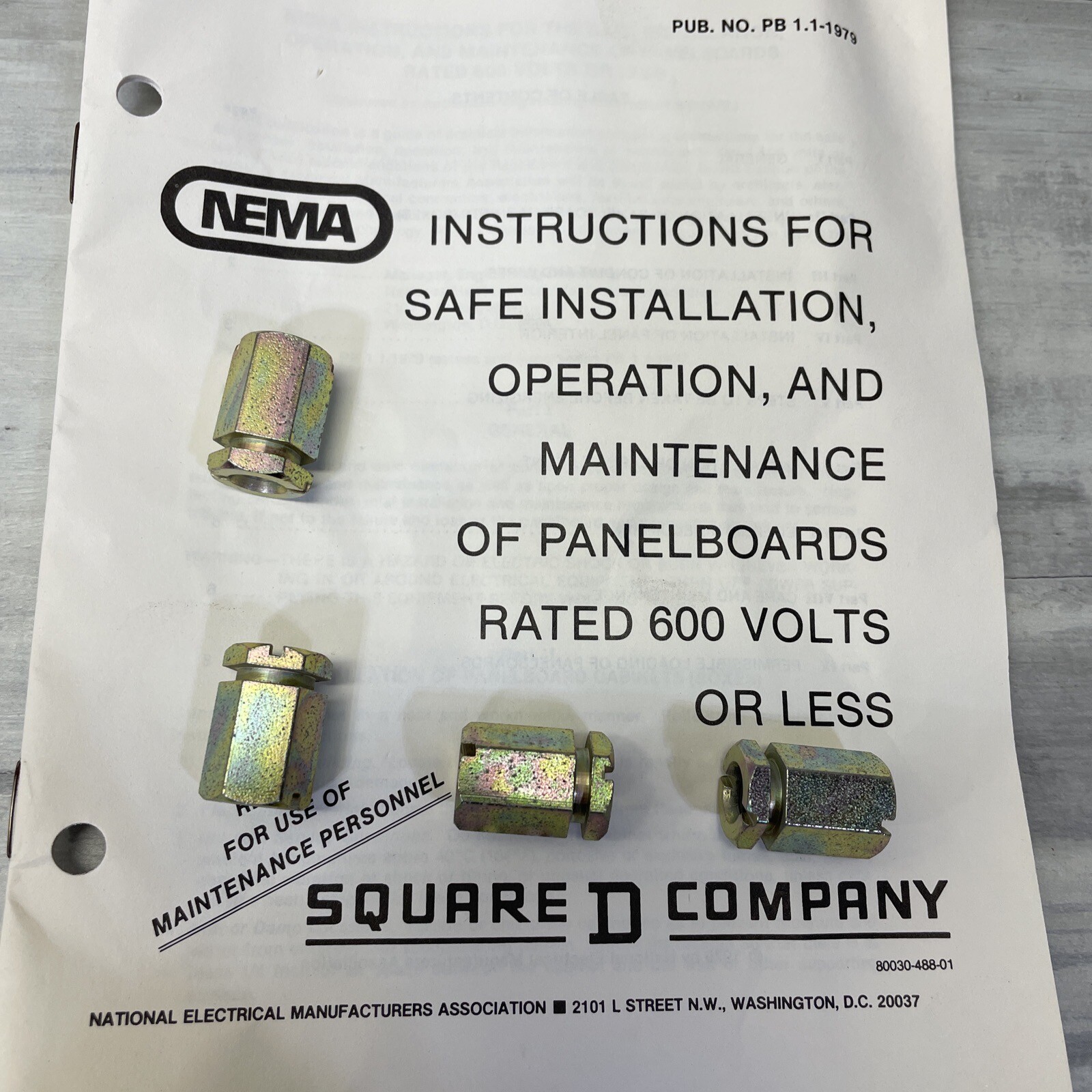 Square D Operation Of Panel Boards 600v Or Less Booklet, 80030-488-01
