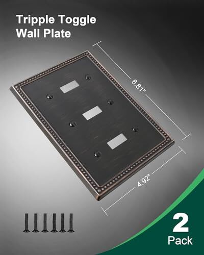 2-Pack Triple Toggle Light Switch Cover Plate Pearls Decorative Switch Plate ...