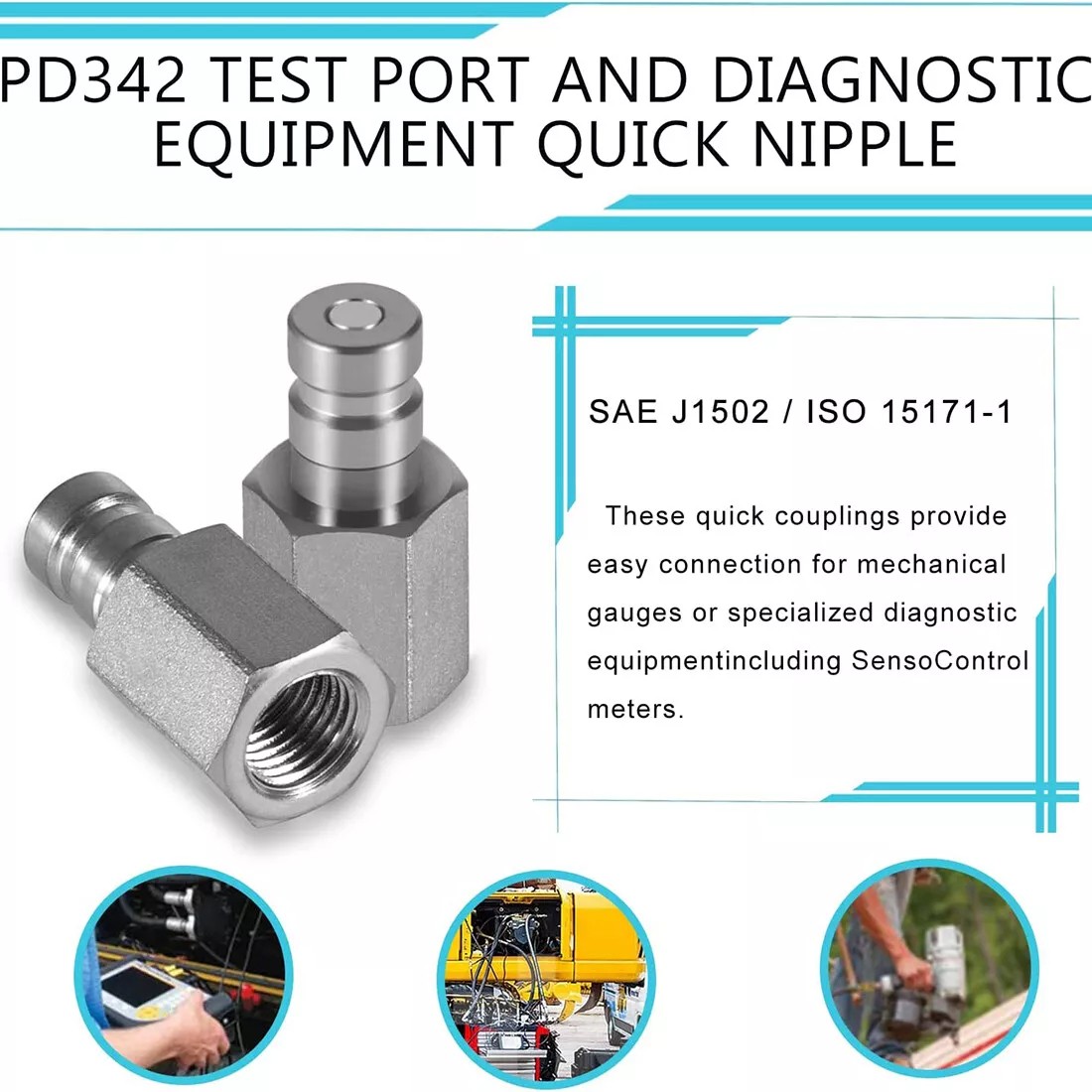 New PD342 Series Steel Test Port Nipple 1/4-18 Thread 6000 psi Diagnostic Tool