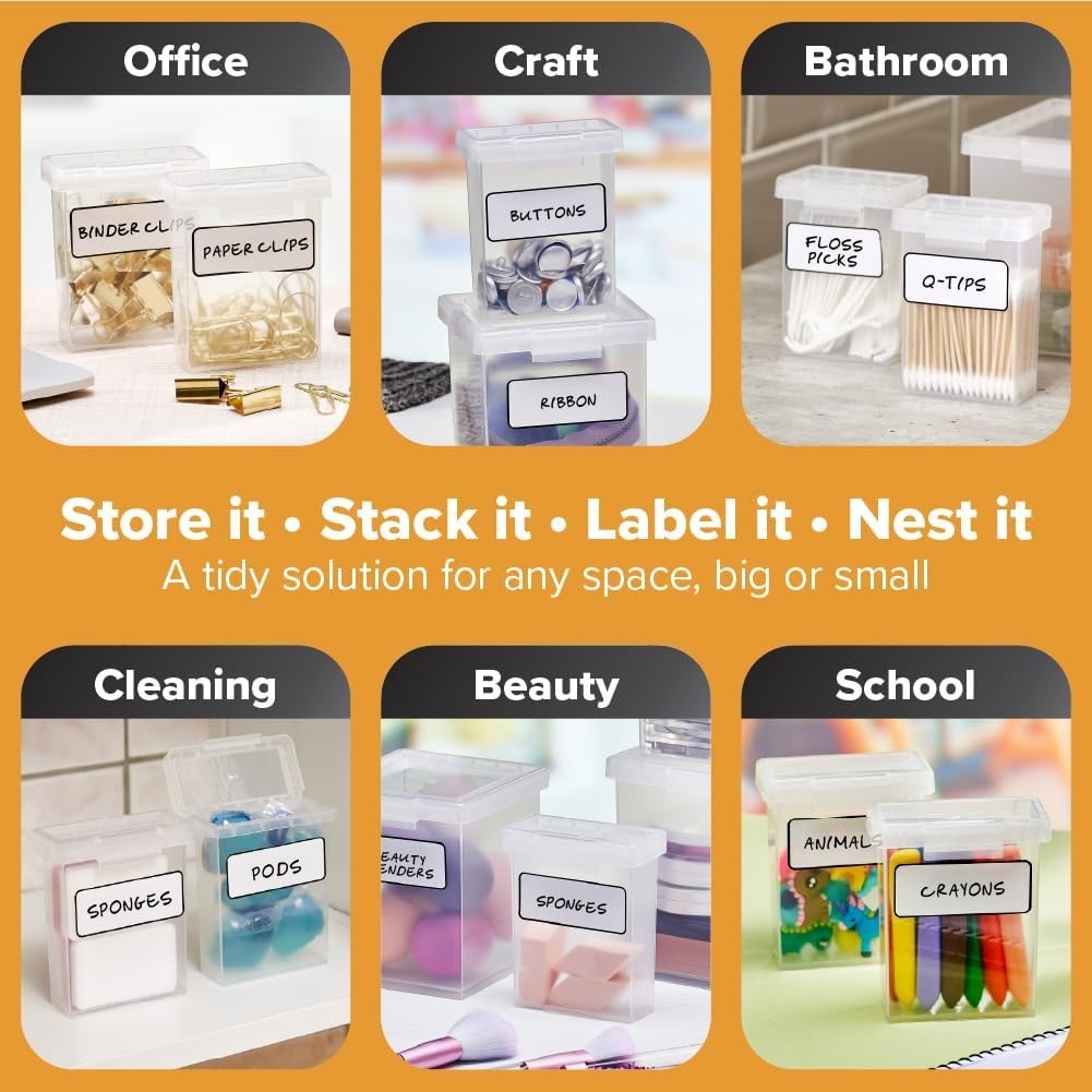 Konnect Storage Containers W/ Lids Organizer Clear Plastic Box Stackable Nesting