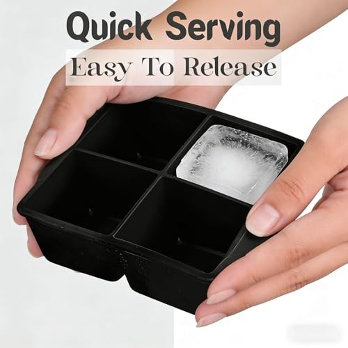 Silicone Ice Cube Tray (1-Pack), Easy Release 2" Big Ice Cubes Four-panel comic