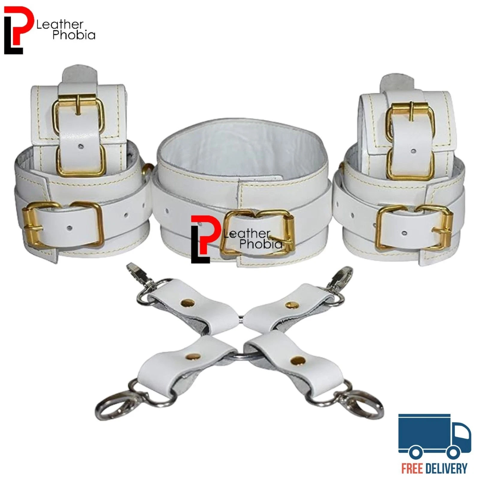 Real Leather Bondage Set for Couples | 6-Piece Adjustable Restraint Kit