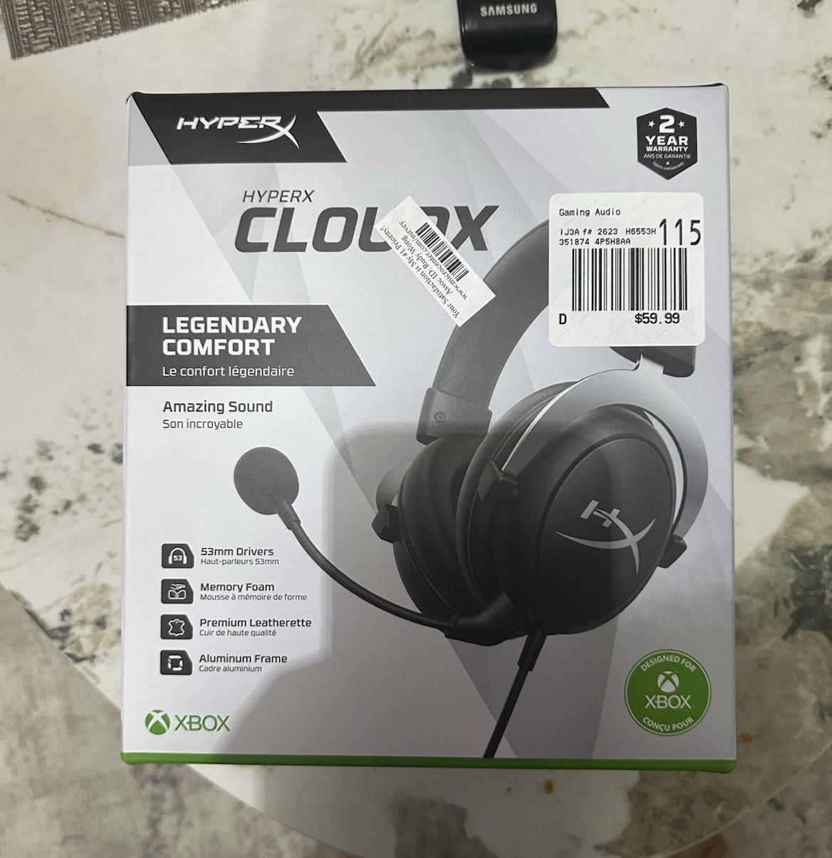 HyperX CloudX Xbox Wired Gaming Headset 3.5mm Black Detachable Boom Mic
