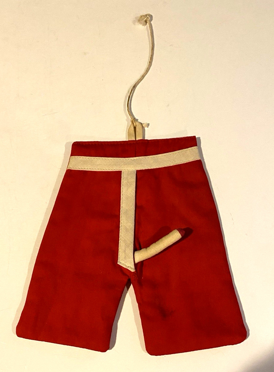 Vintage Cloth Hanging Mini Red Shorts Sports/Military with Male Part Humorous