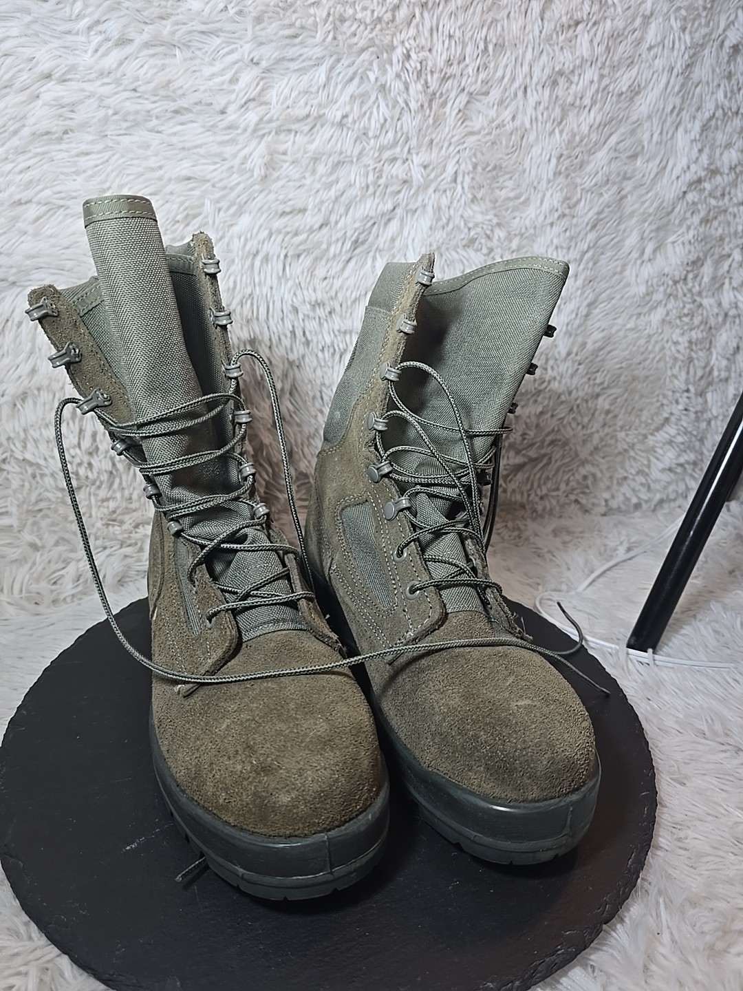 Mens Combat Boots Green Size 6R