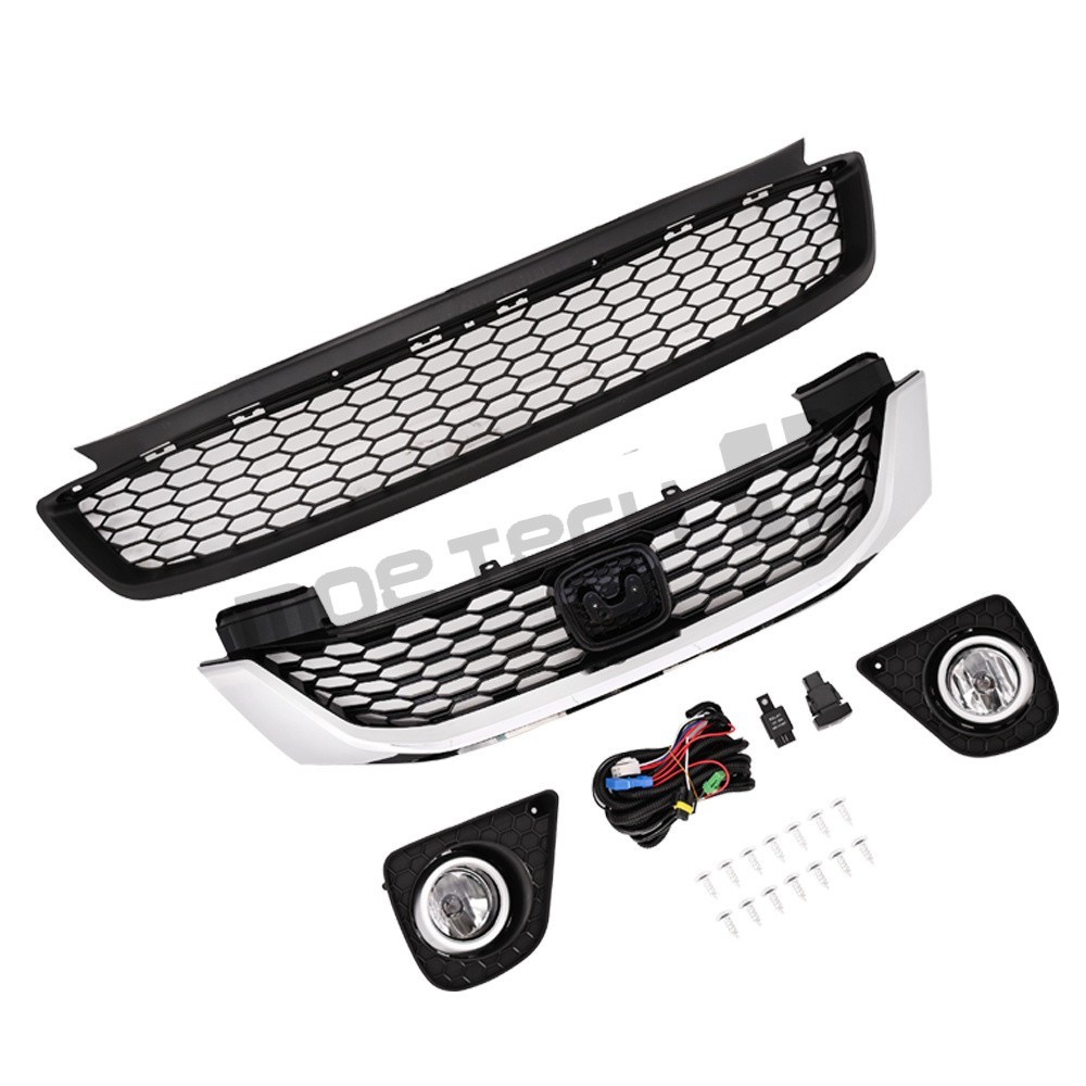 For 2013-2015 Honda Accord Coupe Front Bumper Upper Lower Grille and Fog Lights