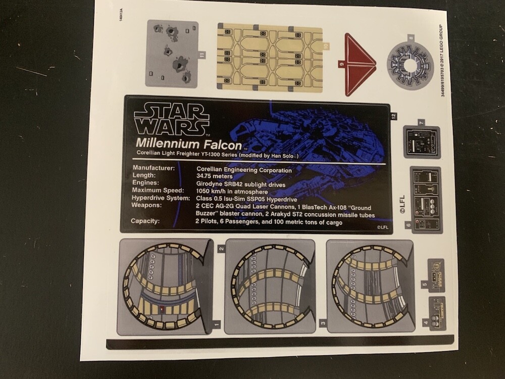 UCS lego not orginale Sticker Sheet for Set 75192