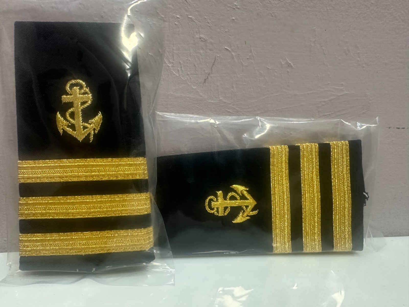 MARINE MERCHANT YACHT 1st OFFICER EPAULETS SLIDERS 1 pair  3 BARS GOLD BLACK