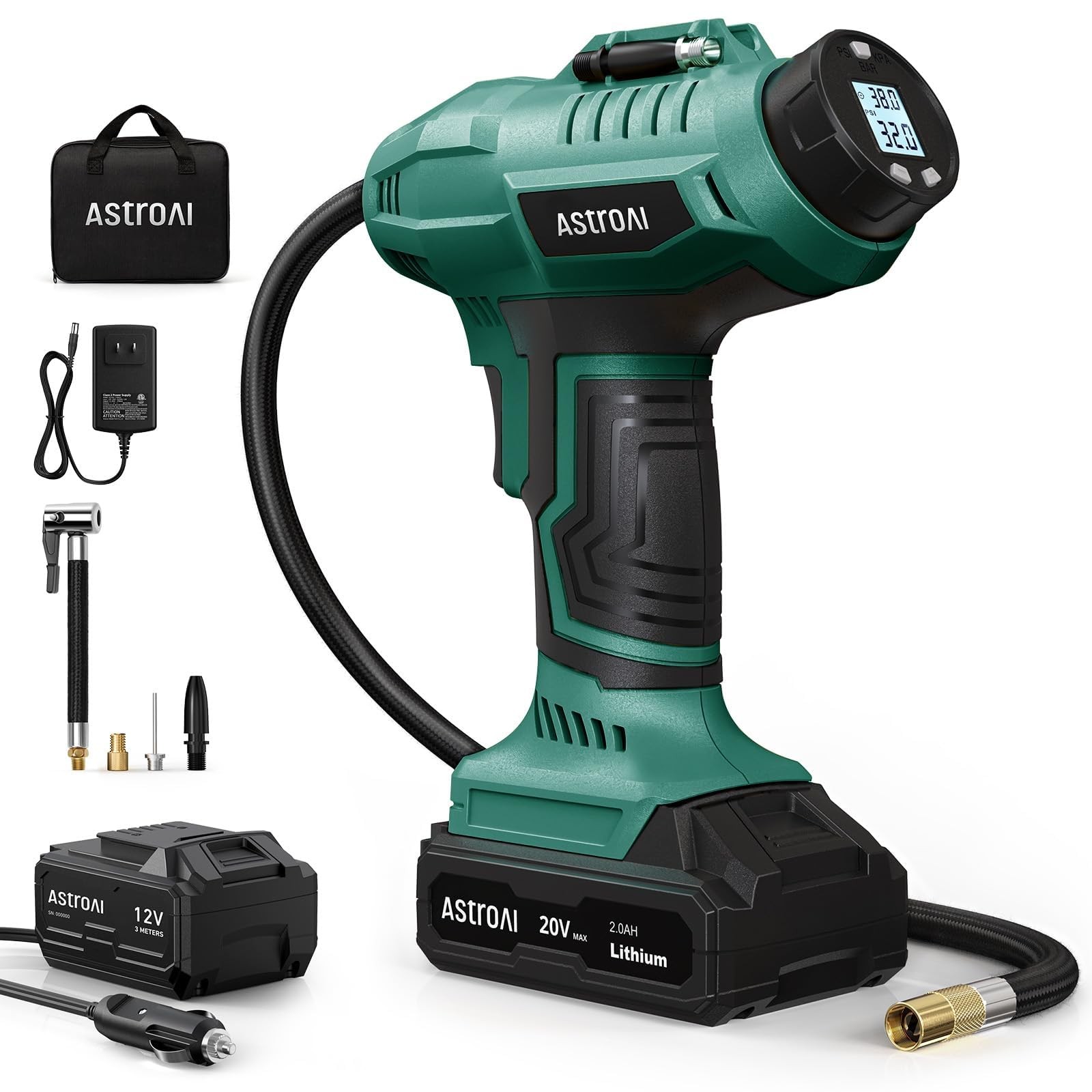 AstroAI C2 Cordless Tire Inflator Air Compressor 20V Large, Green