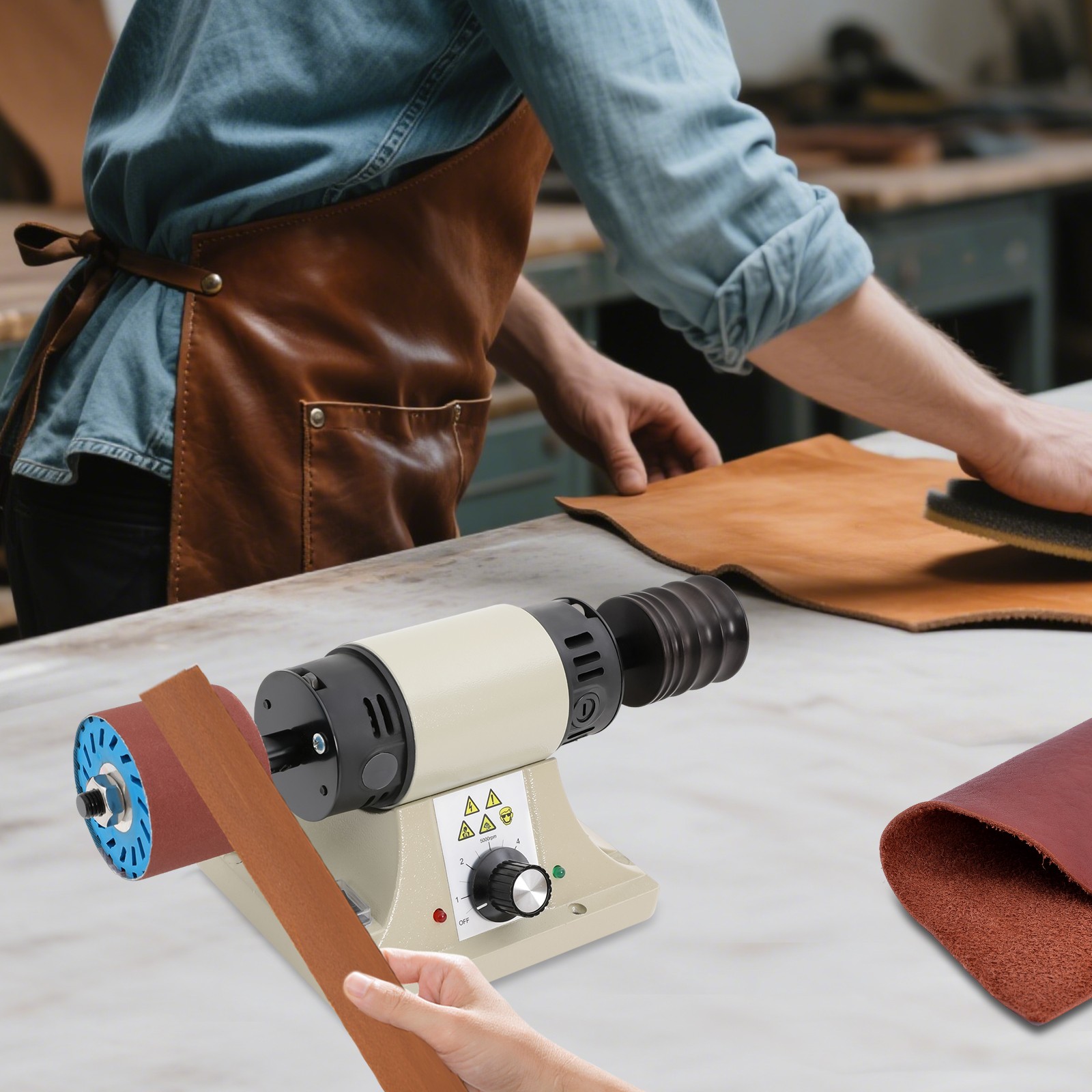 Electric Leather Polishing Burnishing Leather Edge Grinding Machine 8000RPM