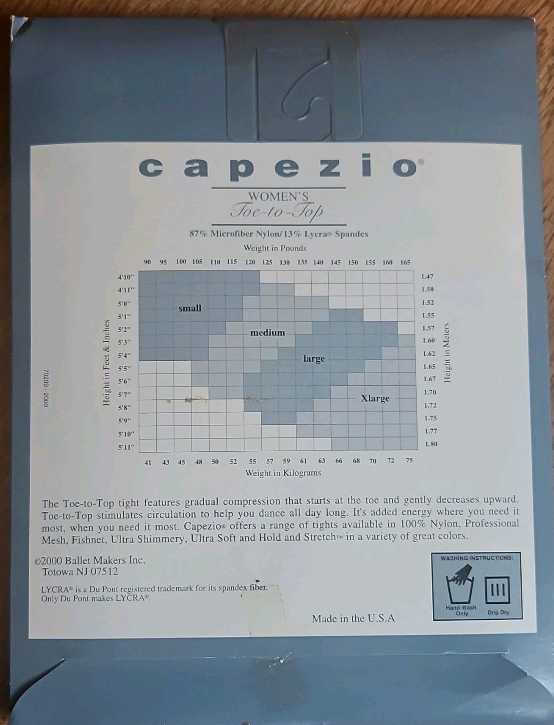 Capezio Gradual Compression Tight Light Suntan Tights M 2000